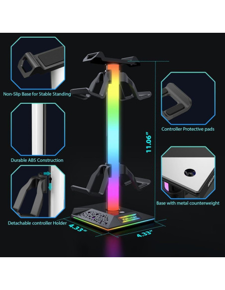 Soporte para Auriculares RGB VAKUMAX con Hub de Carga USB-C Soporte para Auriculares RGB VAKUMAX con Hub de Carga USB-C