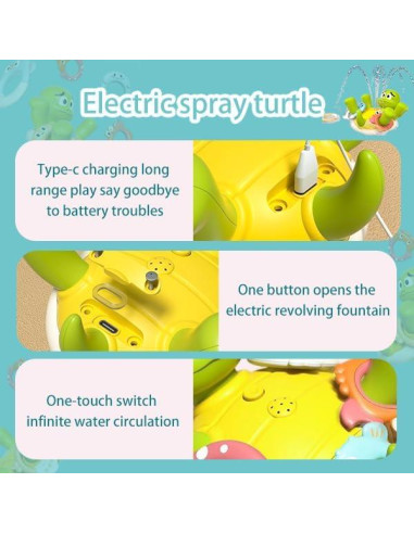 Juguete de Baño Tortuga AOONTYEN Verde Interactivo 3-6 Años