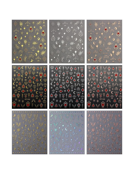 Pegatinas de Uñas Autoadhesivas JMEOWIO - Luna y Estrella Pegatinas de Uñas Autoadhesivas JMEOWIO - Luna y Estrella