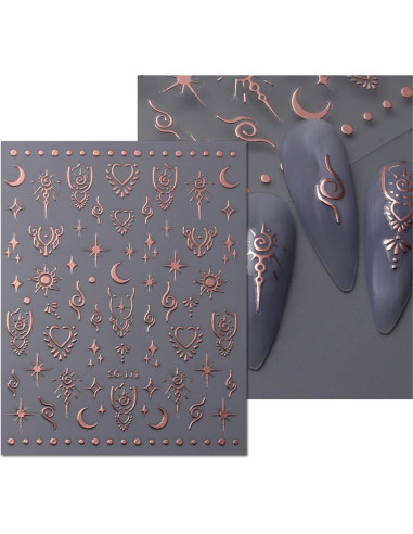 Pegatinas de Uñas Autoadhesivas JMEOWIO - Luna y Estrella