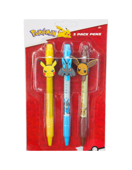 Juego de 6 Bolígrafos Pokémon Nintendo - Pikachu, Eevee, Lucario Juego de 6 Bolígrafos Pokémon Nintendo - Pikachu, Eevee, Lucario