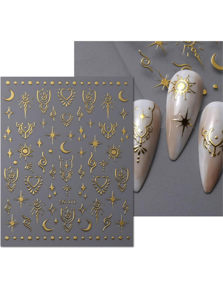 Pegatinas de Uñas Autoadhesivas JMEOWIO - Luna y Estrella Pegatinas de Uñas Autoadhesivas JMEOWIO - Luna y Estrella