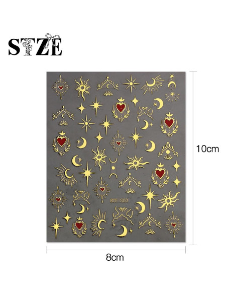 Pegatinas de Uñas Autoadhesivas JMEOWIO - Luna y Estrella Pegatinas de Uñas Autoadhesivas JMEOWIO - Luna y Estrella
