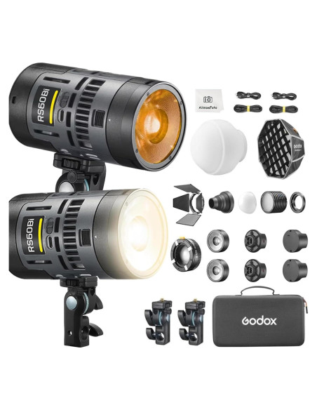 Kit de Luz LED Godox RS60Bi 60W Bicolor con Soportes y Softbox Kit de Luz LED Godox RS60Bi 60W Bicolor con Soportes y Softbox
