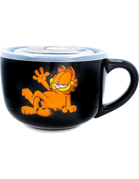 Taza de sopa cerámica Garfield Silver Buffalo 24 oz con tapa Taza de sopa cerámica Garfield Silver Buffalo 24 oz con tapa