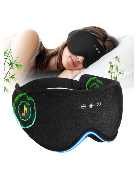 Máscara de Ojos Bluetooth ZHENYEMEI 3D Algodón Bambú Negro Máscara de Ojos Bluetooth ZHENYEMEI 3D Algodón Bambú Negro