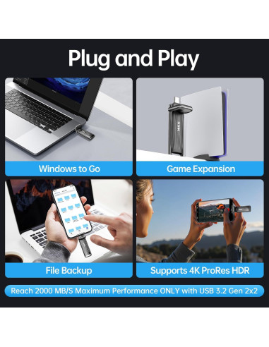 Disco Duro Externo SSD SSK 2TB USB C 2000MB/s Portátil