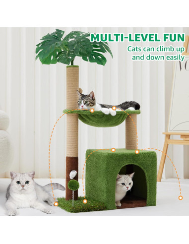 Torre para Gatos Woochpet 94 cm con Rascador y Hamaca