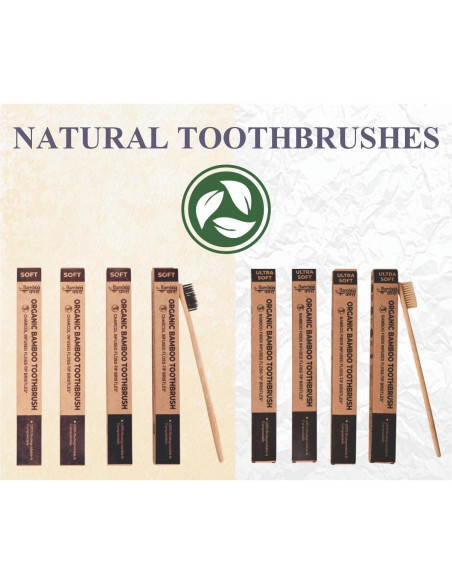 Cepillos de Dientes de Bambú Bambookari - Paquete de 4 Cerdas Suaves Cepillos de Dientes de Bambú Bambookari - Paquete de 4 Cerdas Suaves