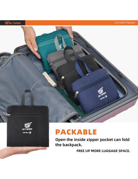 Mochila de Senderismo Plegable SKYSPER 20L Unisex Negra Mochila de Senderismo Plegable SKYSPER 20L Unisex Negra