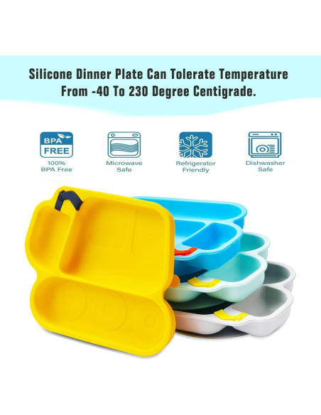 Plato de Silicona para Bebés Linowos - Antideslizante Azul Plato de Silicona para Bebés Linowos - Antideslizante Azul