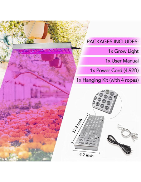 Lámpara de Cultivo LED Juhefa 25W Espectro Completo 30.9x11.9cm Lámpara de Cultivo LED Juhefa 25W Espectro Completo 30.9x11.9cm