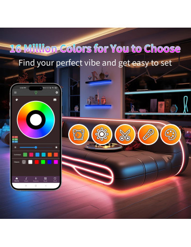 Tira de luces LED RGB NBBUFF 45.72m con control remoto