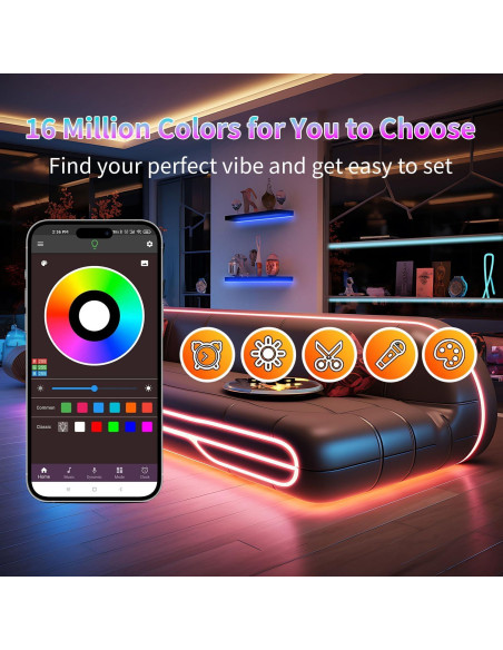 Tira de luces LED RGB NBBUFF 45.72m con control remoto Tira de luces LED RGB NBBUFF 45.72m con control remoto