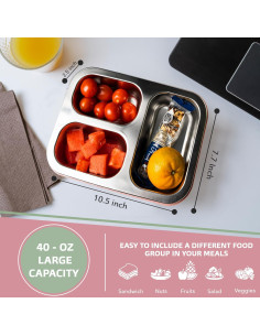 Caja Bento Acero Inoxidable Easy Togo 3 Compartimentos 1.13L Azul 2