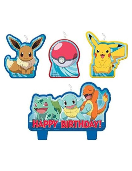 Conjunto de Velas de Cumpleaños Pokemon Amscan - 4 pcs Conjunto de Velas de Cumpleaños Pokemon Amscan - 4 pcs