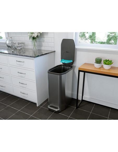 Bote de Basura Delgado Home Zone Living 50L Acero Inoxidable Bote de Basura Delgado Home Zone Living 50L Acero Inoxidable