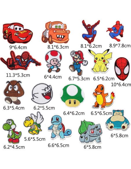 18 Parches Decorativos Nuguri para Planchar y Coser - Multicolor 18 Parches Decorativos Nuguri para Planchar y Coser - Multicolor