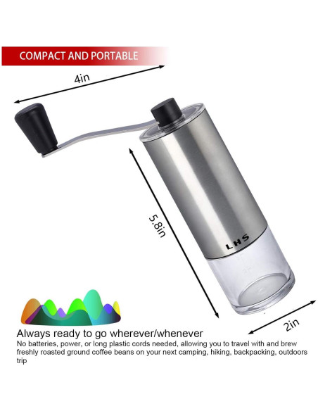 Molinillo de Café Manual LHS con Muela Cerámica Ajustable 280g Molinillo de Café Manual LHS con Muela Cerámica Ajustable 280g