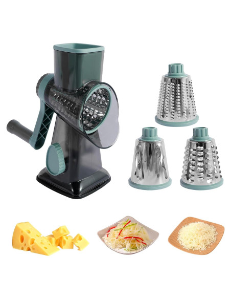 Rallador de Queso Rotativo TKSDWBLTY con 3 Cuchillas Intercambiables Rallador de Queso Rotativo TKSDWBLTY con 3 Cuchillas Intercambiables