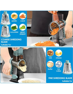 Rallador de Queso Rotativo TKSDWBLTY con 3 Cuchillas Intercambiables 2