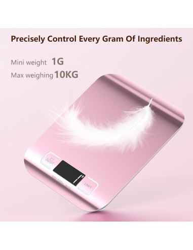 Balanza de Cocina Digital GeeRic 10kg Oro Rosa con Tara