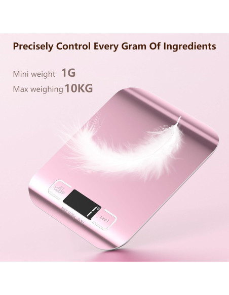 Balanza de Cocina Digital GeeRic 10kg Oro Rosa con Tara Balanza de Cocina Digital GeeRic 10kg Oro Rosa con Tara