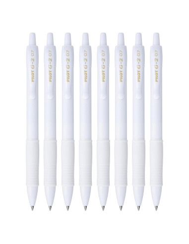 Bolígrafos de Gel Pilot G2 Edge Blanco 0.7 mm - Caja 8 Unidades