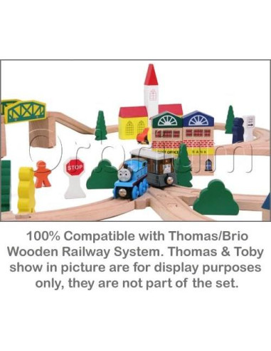 Juego de tren de madera Orbrium 100 piezas con triple bucle