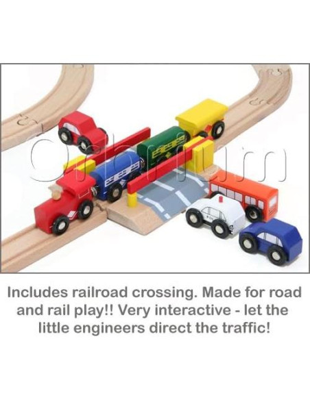 Juego de tren de madera Orbrium 100 piezas con triple bucle Juego de tren de madera Orbrium 100 piezas con triple bucle