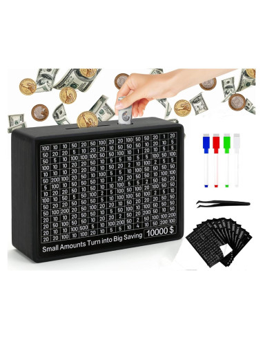 Caja de Ahorro de Madera LBGWOEC con 8 Metas Personalizables