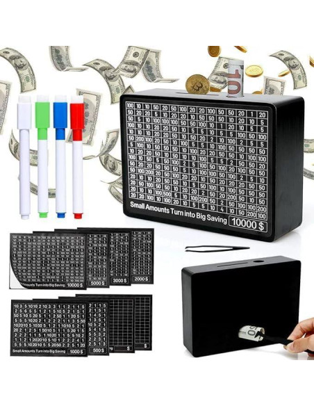 Caja de Ahorro de Madera LBGWOEC con 8 Metas Personalizables Caja de Ahorro de Madera LBGWOEC con 8 Metas Personalizables