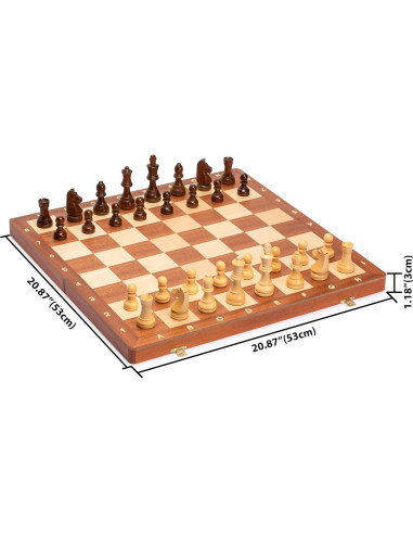 Juego de Ajedrez de Madera Husaria Staunton No. 6 con 2 Reinas Extra