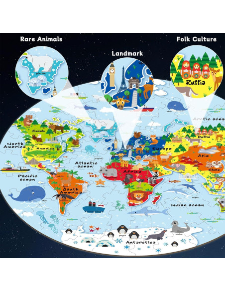 Juegos de Rompecabezas de Piso Mapas del Mundo y EE. UU. 70 Piezas Juegos de Rompecabezas de Piso Mapas del Mundo y EE. UU. 70 Piezas