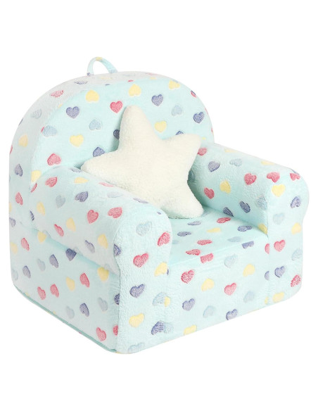 Sofá Infantil Azul Lago con Almohada Estrella - MOMCAYWEX Sofá Infantil Azul Lago con Almohada Estrella - MOMCAYWEX