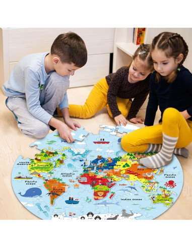 Juegos de Rompecabezas de Piso Mapas del Mundo y EE. UU. 70 Piezas