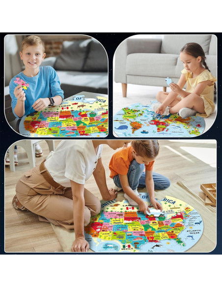 Juegos de Rompecabezas de Piso Mapas del Mundo y EE. UU. 70 Piezas Juegos de Rompecabezas de Piso Mapas del Mundo y EE. UU. 70 Piezas
