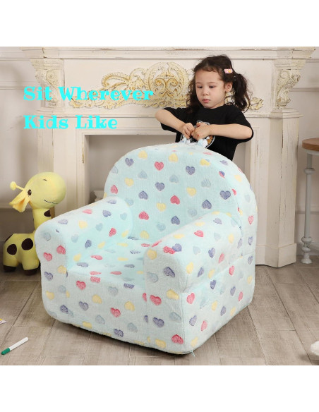 Sofá Infantil Azul Lago con Almohada Estrella - MOMCAYWEX Sofá Infantil Azul Lago con Almohada Estrella - MOMCAYWEX