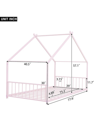 Cama Montessori Individual Bellemave Rosa Casa en el Suelo