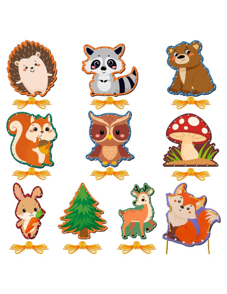 10 Tarjetas de Enhebrado Animales del Bosque Pajean 15x15cm 10 Tarjetas de Enhebrado Animales del Bosque Pajean 15x15cm