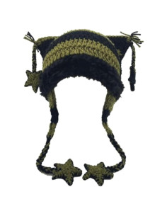 Gorro Beanie Gato Dicusph Tejido Negro Verde para Mujeres