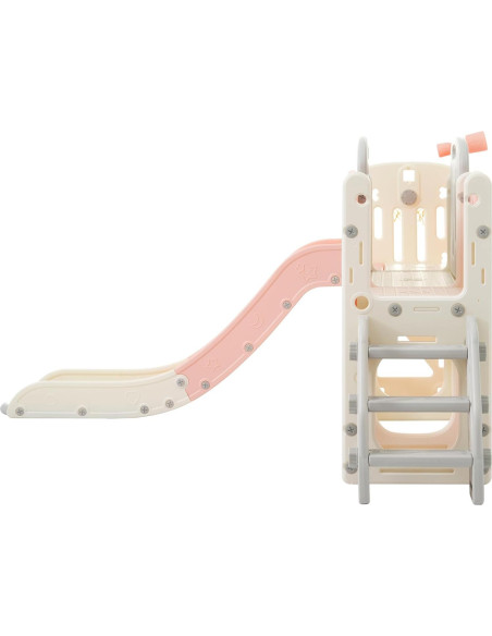 Tobogán para Niños 11 en 1 Hevaotry Rosa con Aro de Baloncesto Tobogán para Niños 11 en 1 Hevaotry Rosa con Aro de Baloncesto
