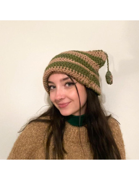 Gorro Beanie Gato Dicusph Tejido Negro Verde para Mujeres Gorro Beanie Gato Dicusph Tejido Negro Verde para Mujeres