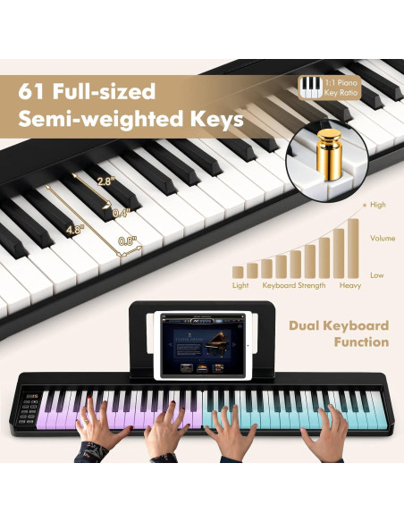 Teclado de Piano Plegable Costzon 61 Teclas Negro Portátil Teclado de Piano Plegable Costzon 61 Teclas Negro Portátil