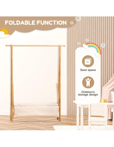 Perchero Infantil Plegable Cozivolife de Bambú 106 cm