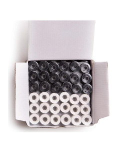 144 Bobinas Preenrolladas Embroidex Negras y Blancas 90 Peso