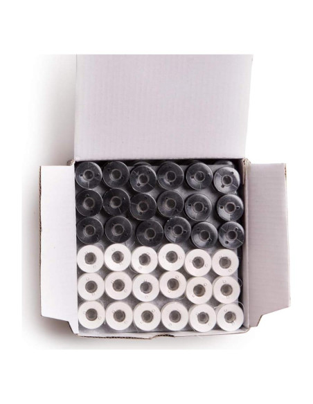 144 Bobinas Preenrolladas Embroidex Negras y Blancas 90 Peso 144 Bobinas Preenrolladas Embroidex Negras y Blancas 90 Peso