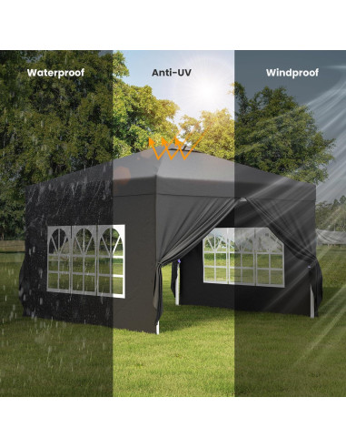 Carpa Plegable Bealife 3x3m con Paredes Removibles - Negro