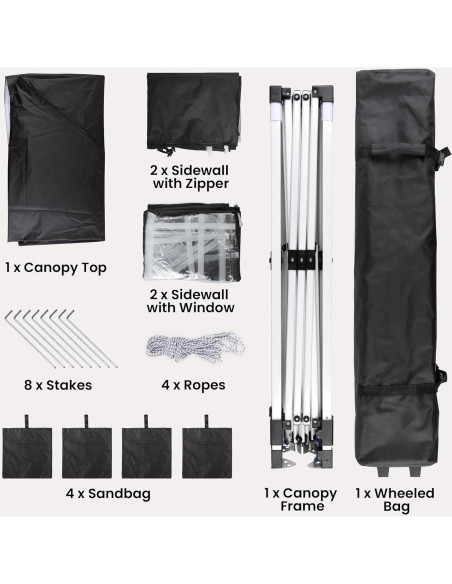 Carpa Plegable Bealife 3x3m con Paredes Removibles - Negro Carpa Plegable Bealife 3x3m con Paredes Removibles - Negro