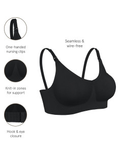 Sujetador de Lactancia Bravado Body Silk Sin Costuras Negro Pequeño 2
